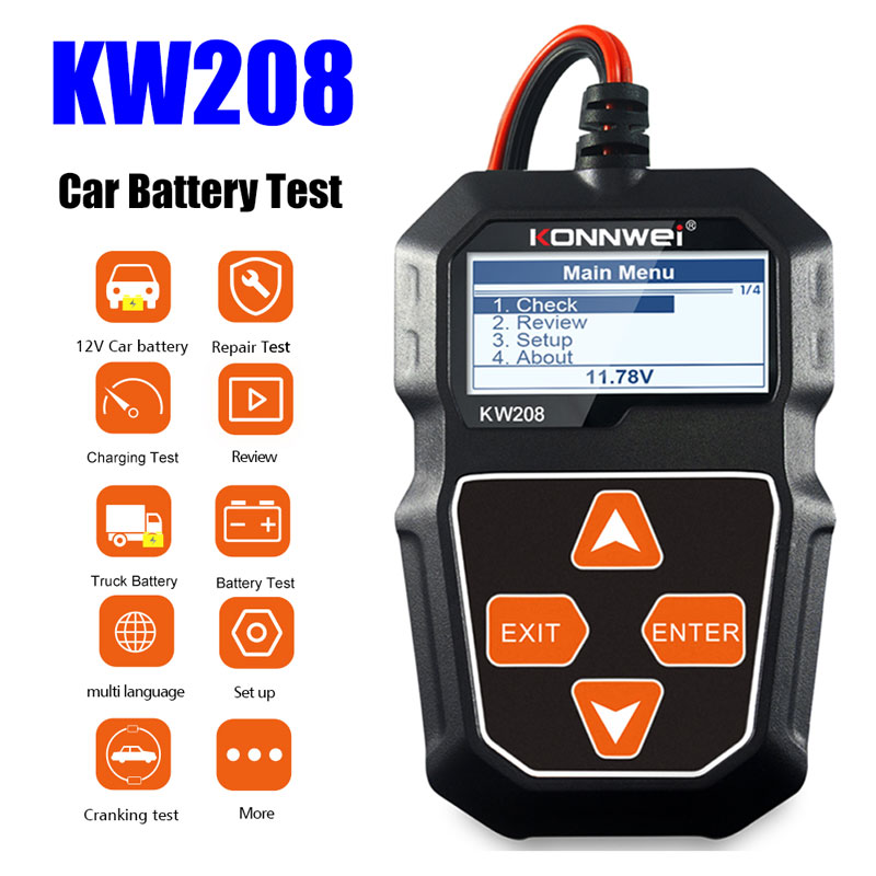 Power Tools English - KONNWEI KW208 Car Battery Tester 12V