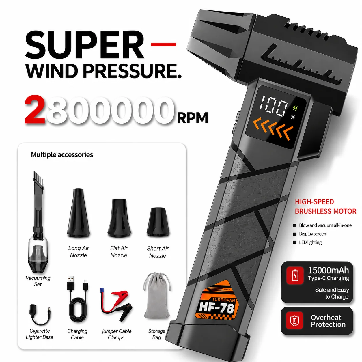Vacuum Cleaner Power Tools - Super Powerful 2800000RPM Electric Jet Blower