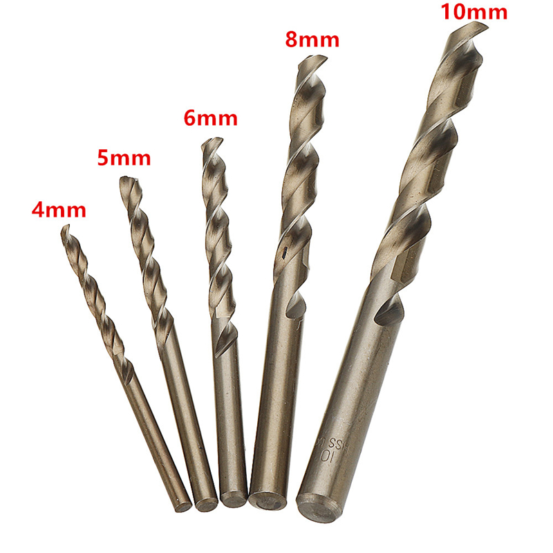 Power Tools Kobalt - 5Pcs 4/5/6/8/10mm M35 HSS-Co Cobalt Twist
