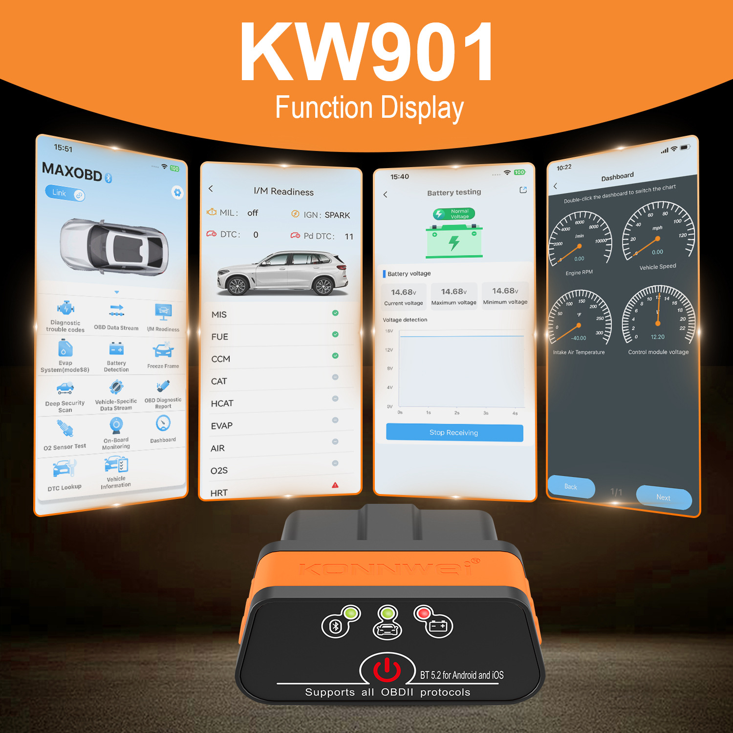 MINI OBD2 KW901 Bluetooth 4.0  - Power Tools English 评论和价格