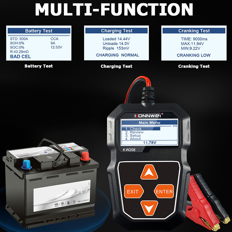 KONNWEI KW208 Car Battery Test - Power Tools English 评论和价格